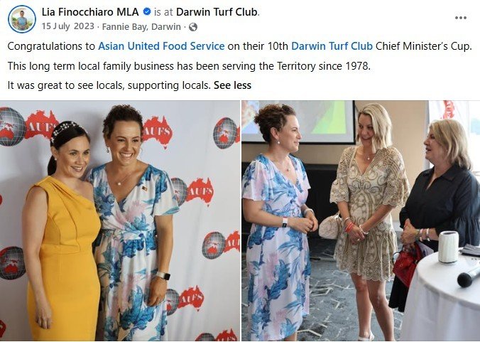Lia Finocchiaro MLA congratulates AUFS on 10th Chief Minister's Cup sponsorship